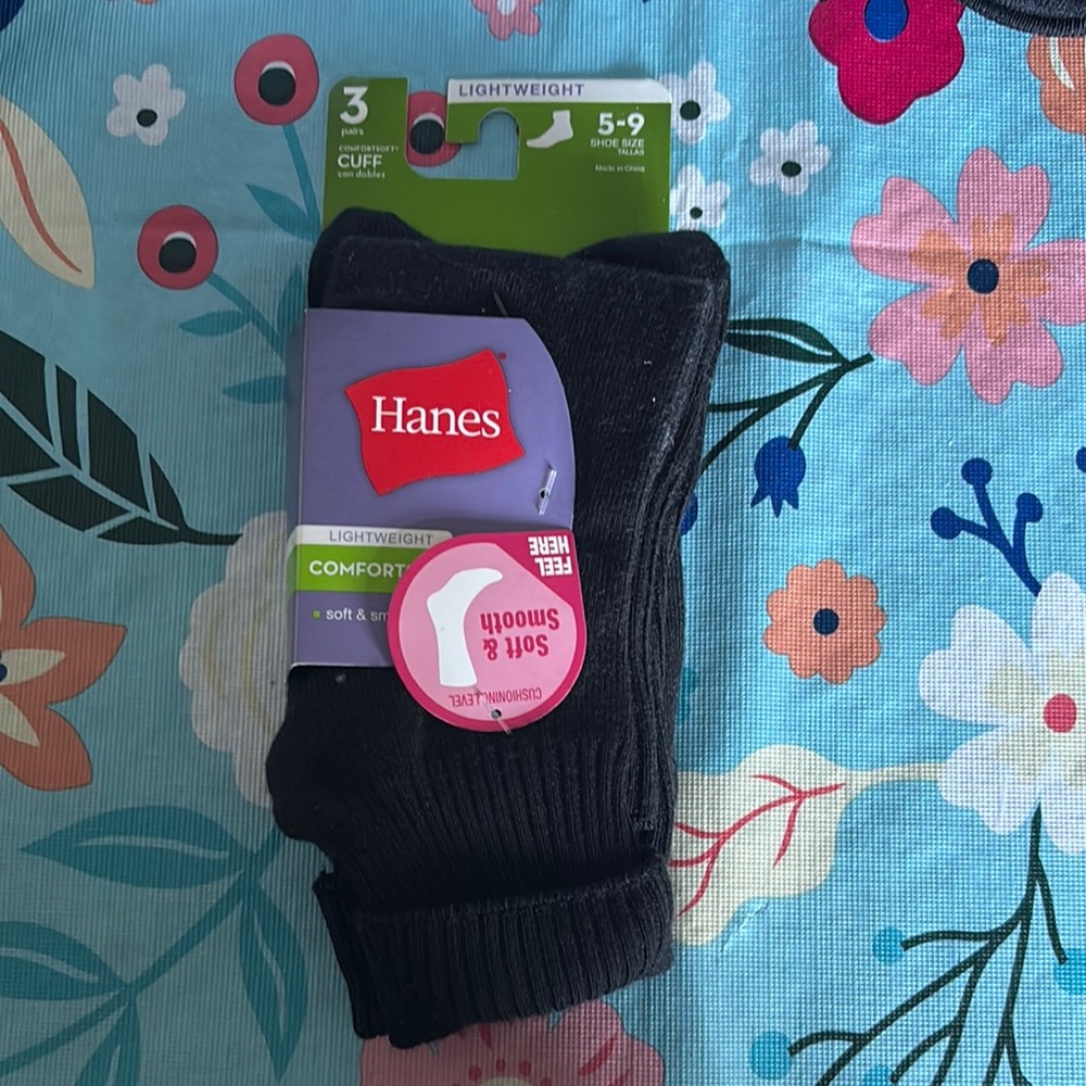 Hanes Black Casual Crew Socks